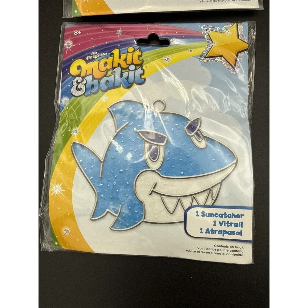Lot Of 4 The Original Makit And Bakit Suncatcher Kit Shark Rainbow Octopus